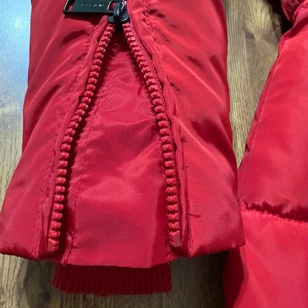 Michael Michael Kors Red Belted Long Puffer Coat Sz. Medium